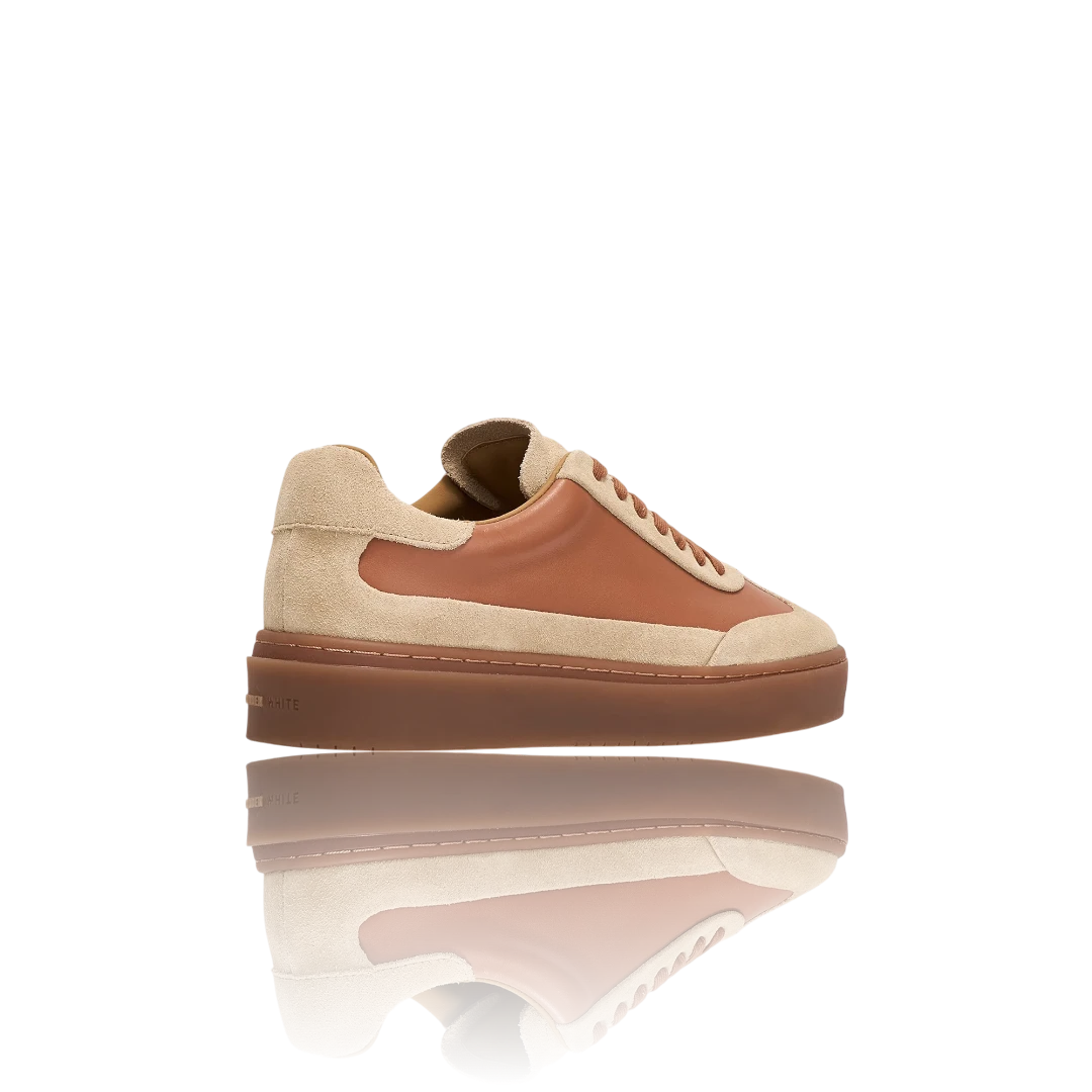 Tan Desert Suede-Trimmed Leather Sneakers