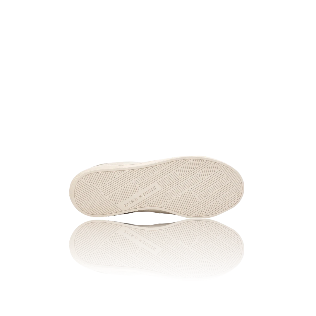 Ivory Green Suede-Trimmed Leather Sneakers