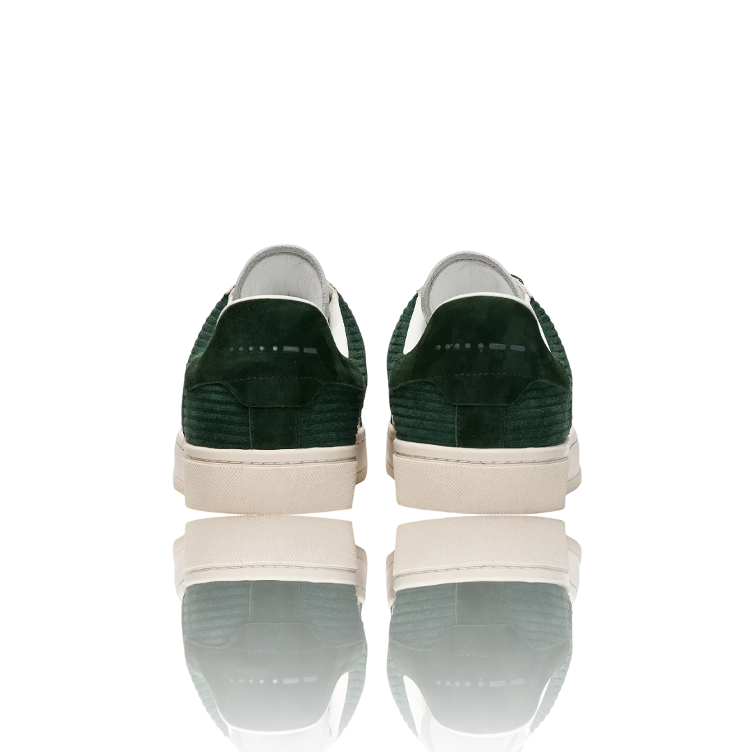 Ivory Green Suede-Trimmed Leather Sneakers