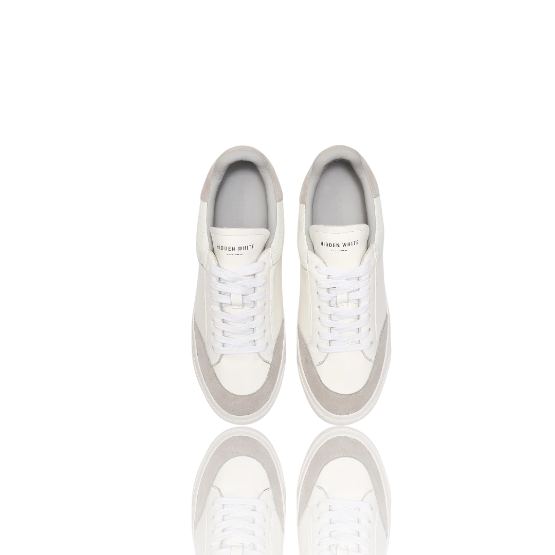 Grey Suede and Crackle Leather-Trimmed Leather Sneakers