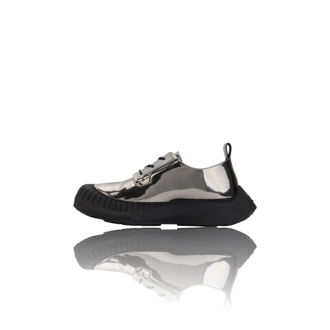 Gunmetal Patent-Leather Oxford Shoes